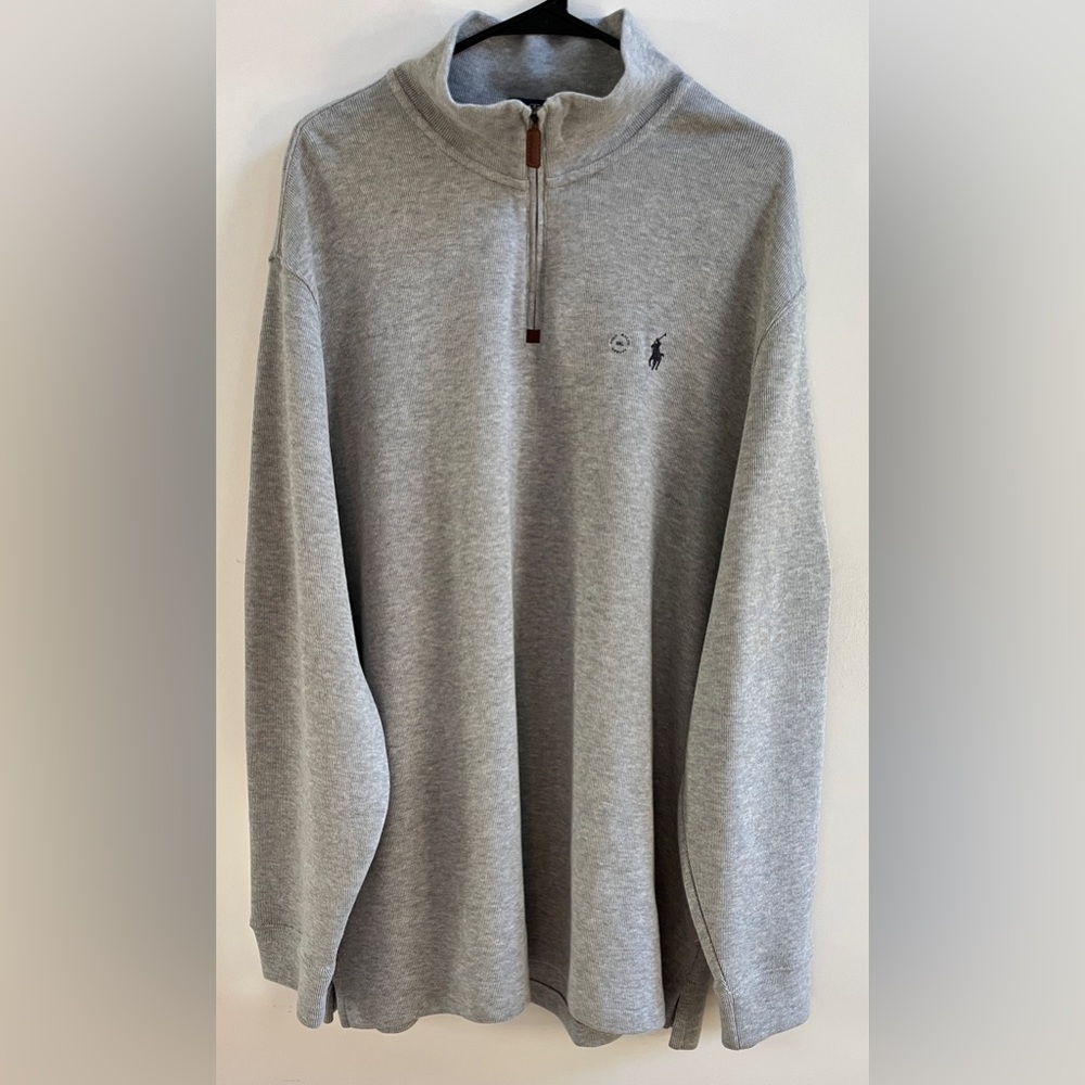 Polo Ralph Lauren Men’s XXL Gray Zip Pullover Sweater Classic-Vintage Look